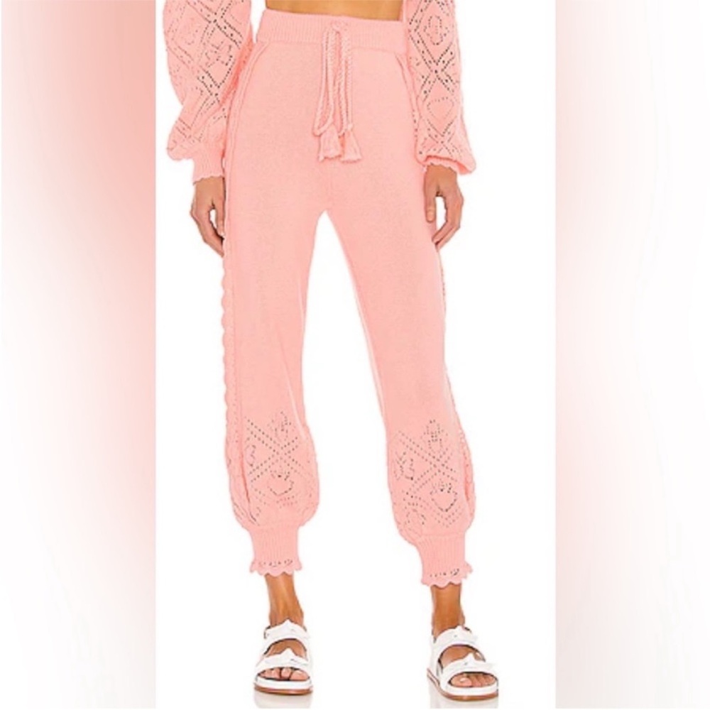LoveShackFancy Blush Knit Joggers